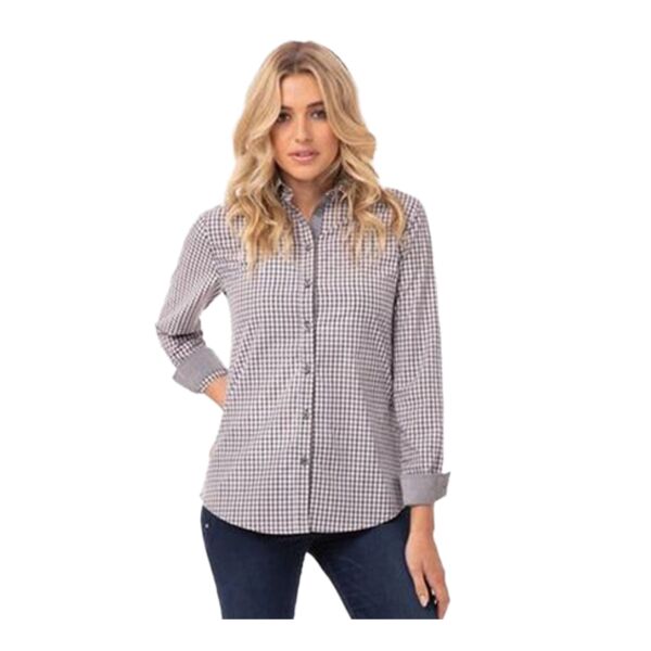 Womens Modern Gingham Long Sleeve Dress Shirt Thumbnail