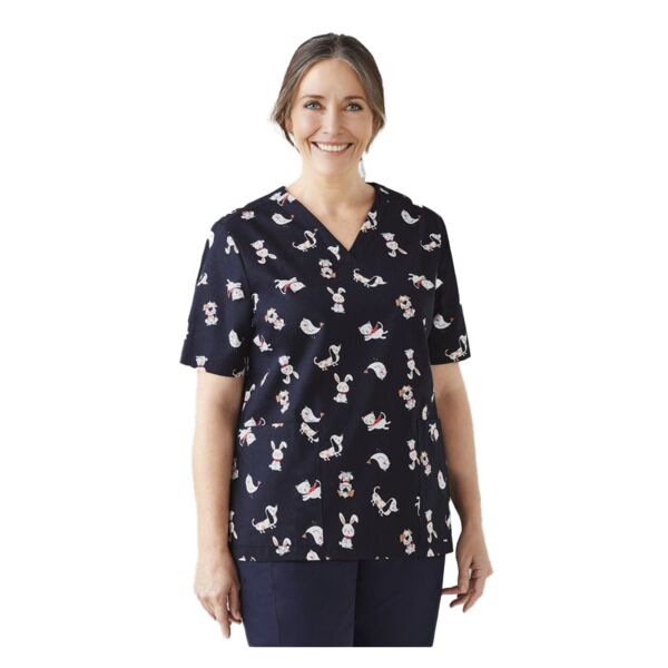 Womens Printed Best Friends Scrub Top Thumbnail