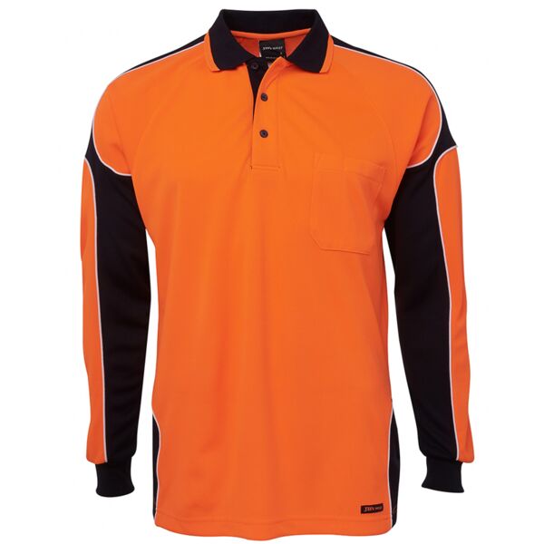Mens Hi Vis Long Sleeve Arm Panel Polo Thumbnail