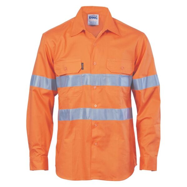 Mens HiVis Vertical Vented Cotton Shirt with Generic R/Tape Thumbnail